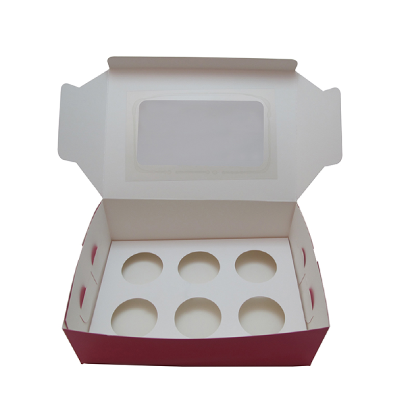 Factory Custom Logo Printing Cupcake Box Clear PET Window Paper Packaging Cake Boxes