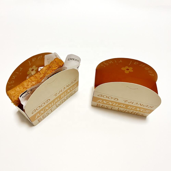 Custom Biodegradable Sandwich Hotdog Burger Snack Food Paper Packaging Disposable Individual Donut Box with Logo