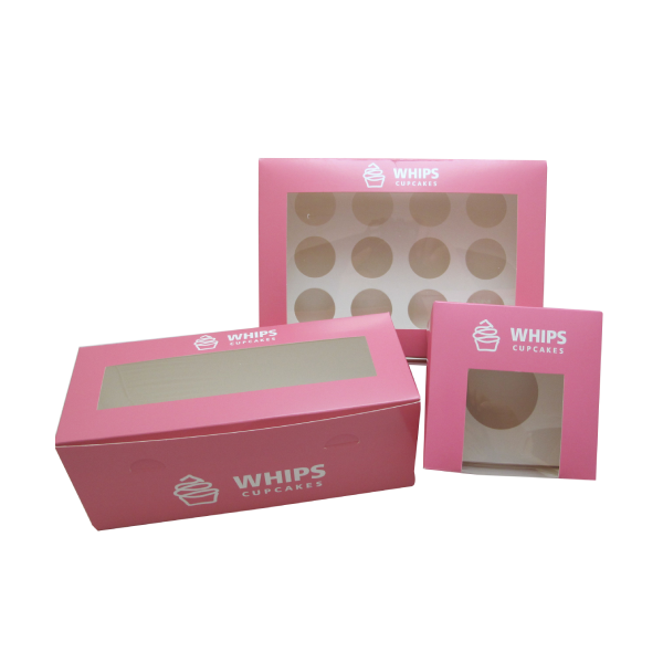 Factory Custom Logo Printing Cupcake Box Clear PET Window Paper Packaging Cake Boxes