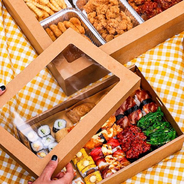 Custom Logo Kraft Paper Sandwich dessert cake Packing box Food Assortment Picnic Food Packaging Carton