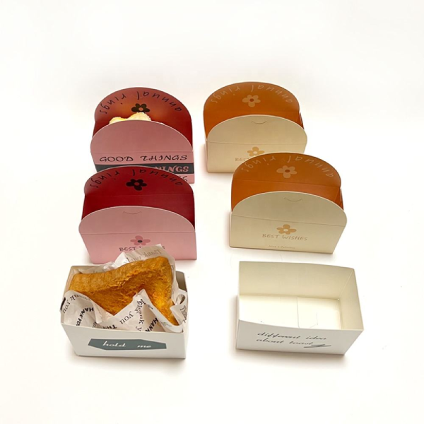 Custom Biodegradable Sandwich Hotdog Burger Snack Food Paper Packaging Disposable Individual Donut Box with Logo