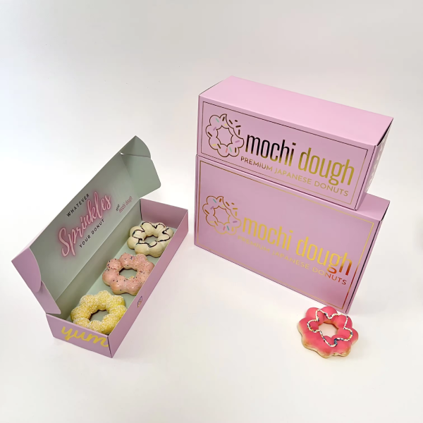 Wholesale Biodegradable Paper Fast Food Packaging Custom Auto Pop-Up Donut Box Pink Bakery Cookie Pastry With Logo