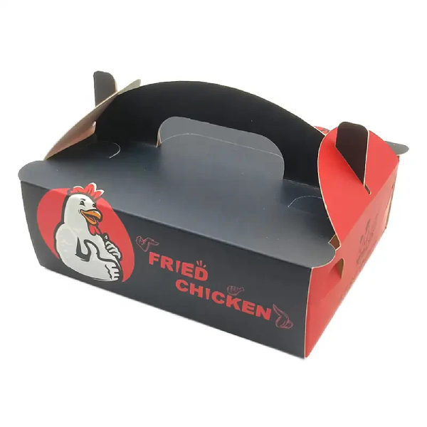 Custom Food Box With Handle Cookie Box Fried Chicken Packaging Bakery Cake Dougnut Boxes Gable Food Packaging