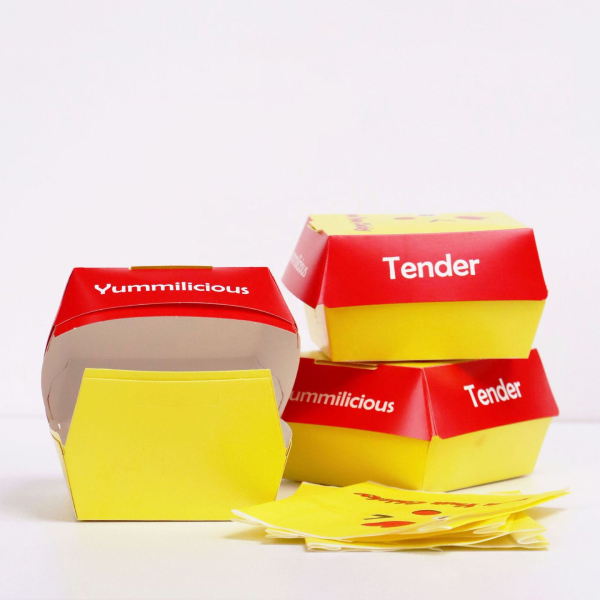 Custom Disposable Food Grade Cardboard Burger Takeaway Packaging Kraft Paper Clamshell Burger Box