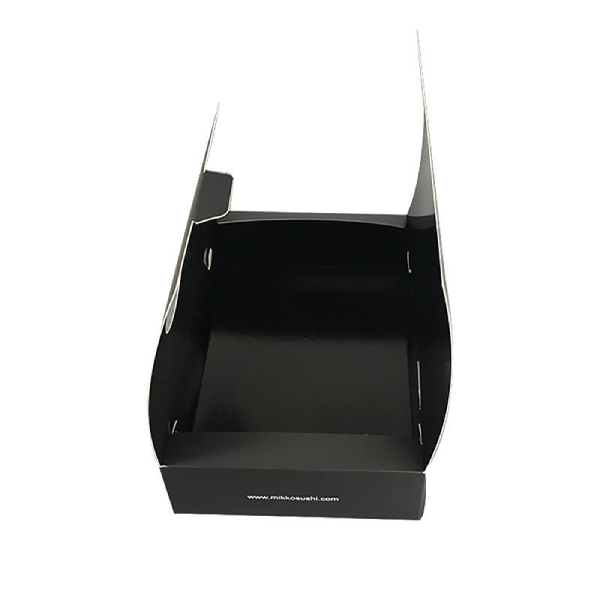 Custom Design Logo Printed Hot Selling Black Paper Sushi Box Takeaway Catering Foldable White Cardboard Packaging Food Box