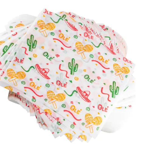 Burrito Wrap Paper Custom Logo Printed Greaseproof Burger Sandwich Wrap Paper Deli Paper Sheet