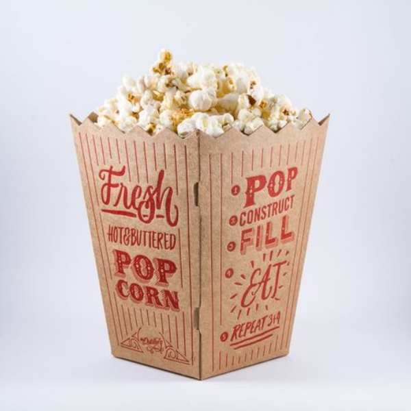 Custom Printed Popcorn Boxes Eye-Catching Butter-Resistant Personalized for Cinemas Events and Promotions