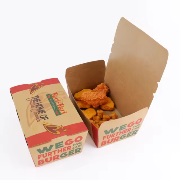 Custom Biodegradable Lunch Fried Chicken To-Go Take Out Paper Box Takeaway Fast Food Packaging Kraft Paper Container Boxes