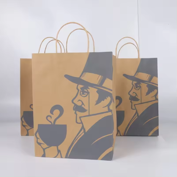 Custom Printed Takeaway Kraft Paper Bags With Handle
