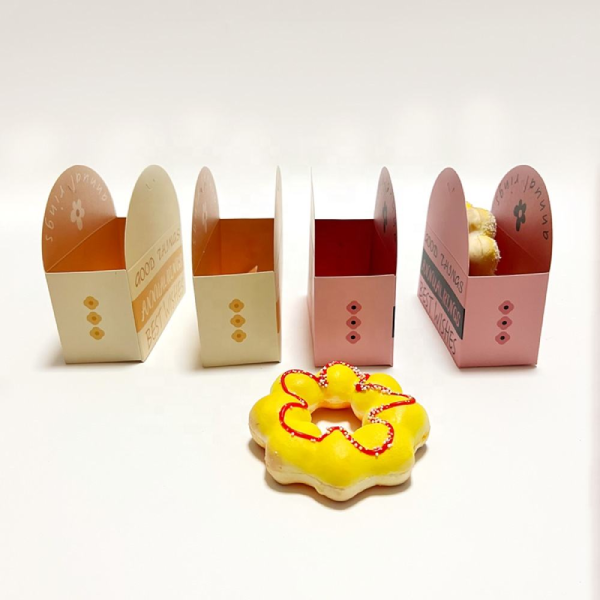 Custom Biodegradable Sandwich Hotdog Burger Snack Food Paper Packaging Disposable Individual Donut Box with Logo