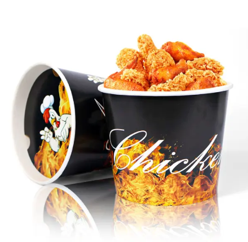 Recyclable Custom Popcorn Buckets Chicken Wing Fries Family Bucket Paper Food Fried Fires Chicken Buckets