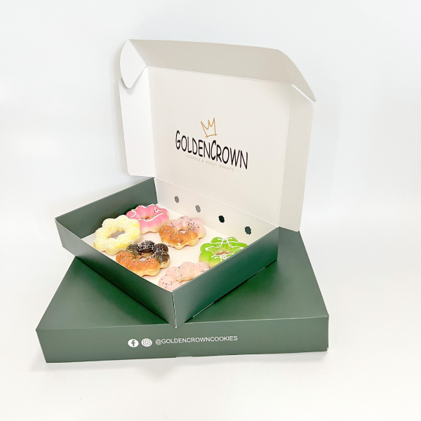 Wholesale Biodegradable Paper Fast Food Packaging Custom Auto Pop-Up Donut Box Pink Bakery Cookie Pastry With Logo